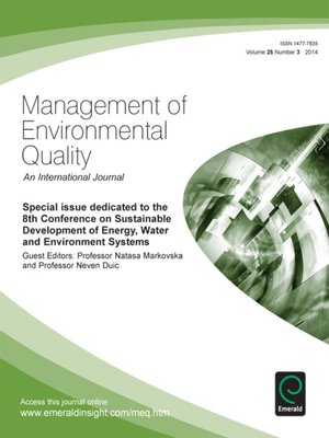 cover image of Management of Environmental Quality: An International Journal, Volume 25, Issue 3